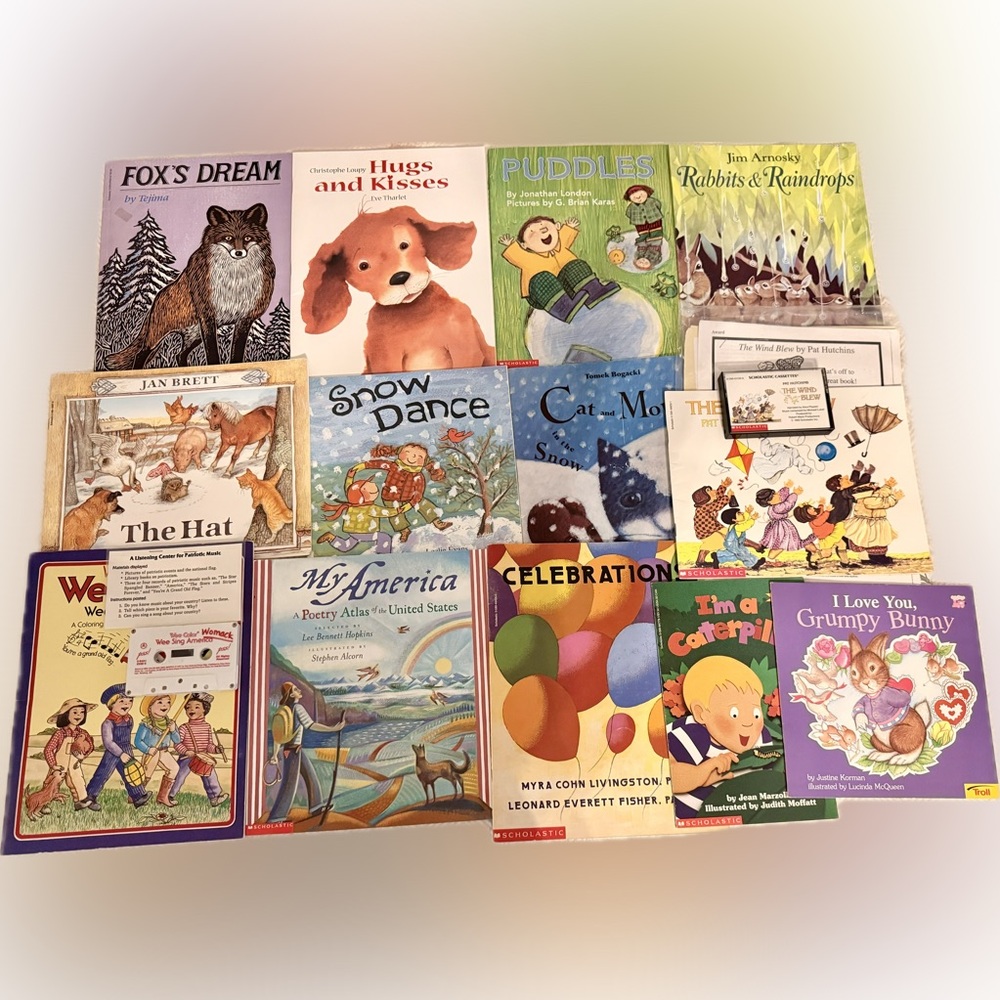 Book Lot of 13 Cassettes Worksheets Children Teacher Weather Patriotic Poetry